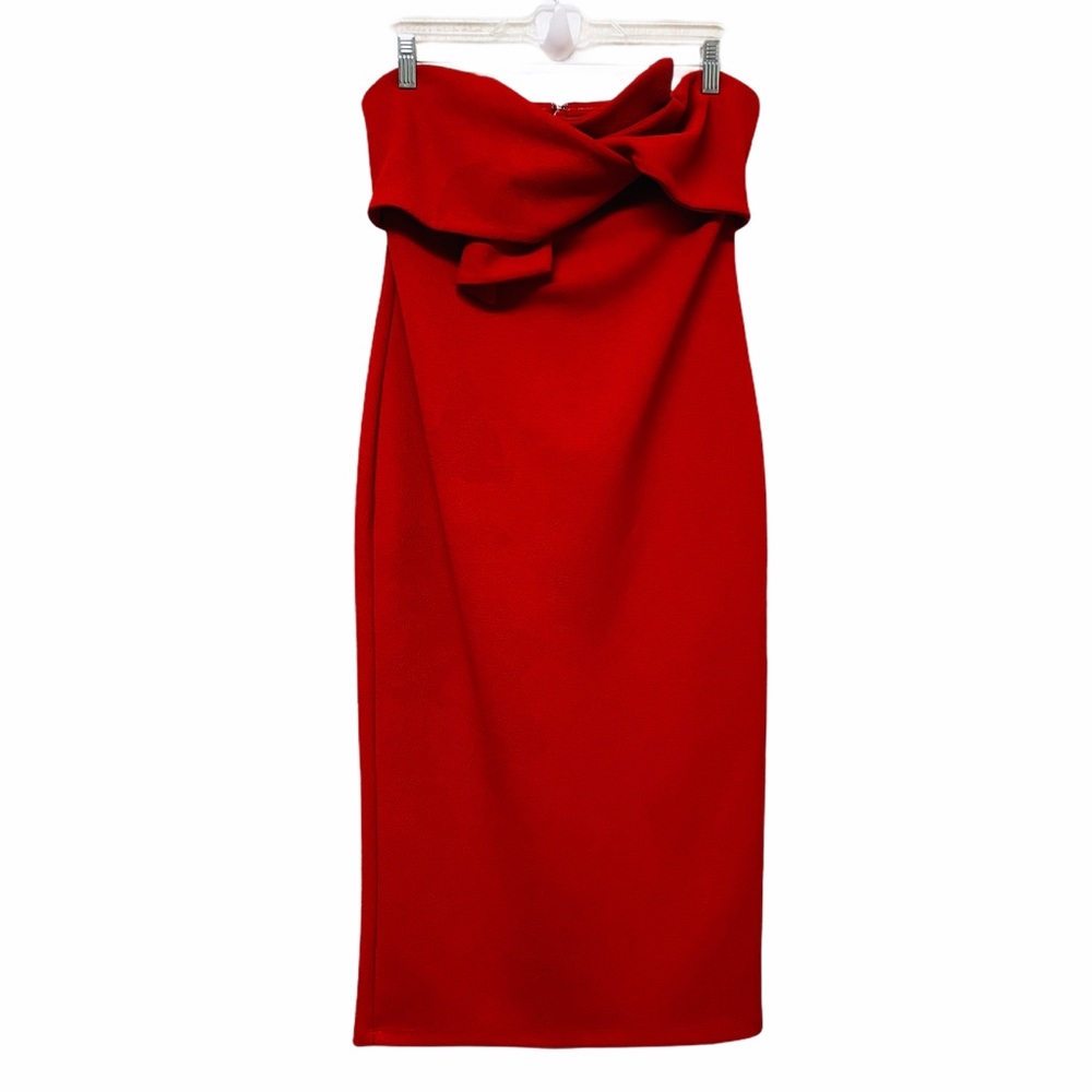 Topshop Bow Twist Strapless Red Dress Sz 10